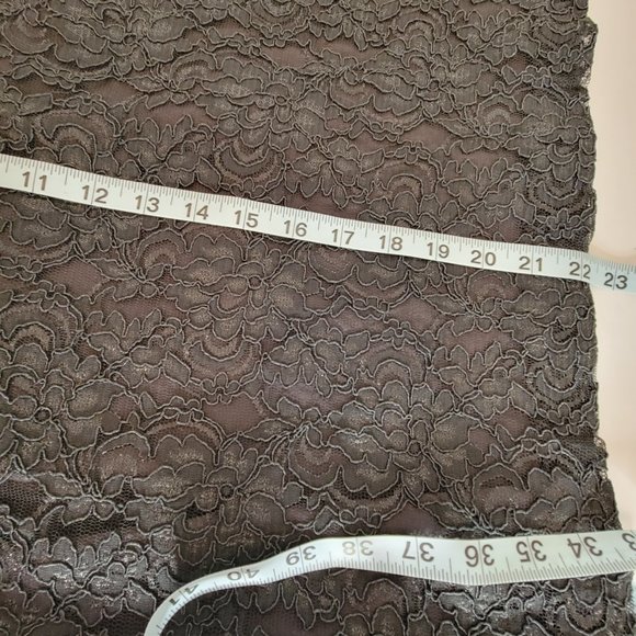 Lauren Ralph Lauren Evening Lace Dress w Beading Grey Size 14 Cocktail Halter - Picture 10 of 11